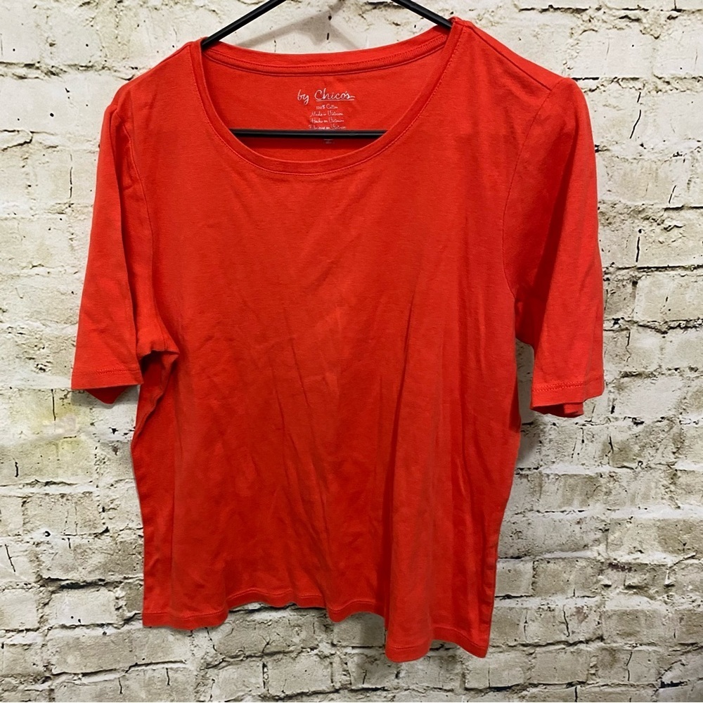 Chicos Orange Cotton Short Sleeve T Shirt